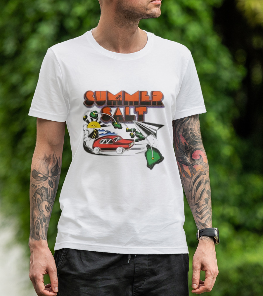 Summer Salt 10 Years Anniversary Driving To Hawaii Vintage Car And Paper Airplane Adventure T-Shirt