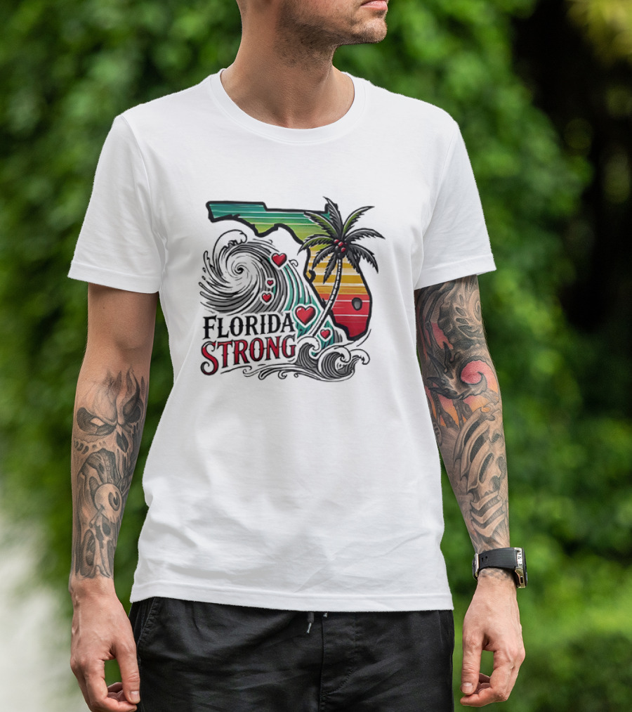 Florida Strong Wave Palm Heart T-Shirt