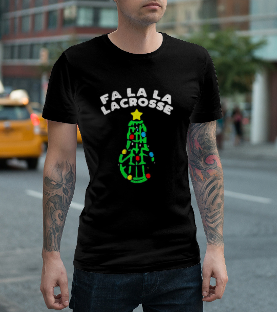 Fa La La Lacrosse Christmas Tree Holiday Sports T-Shirt