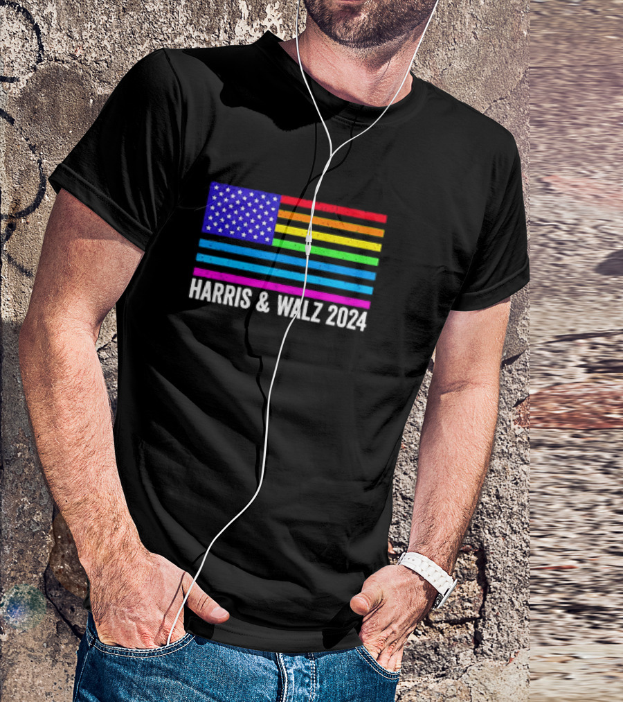 Harris And Walz 2024 Colorful US Flag T-Shirt
