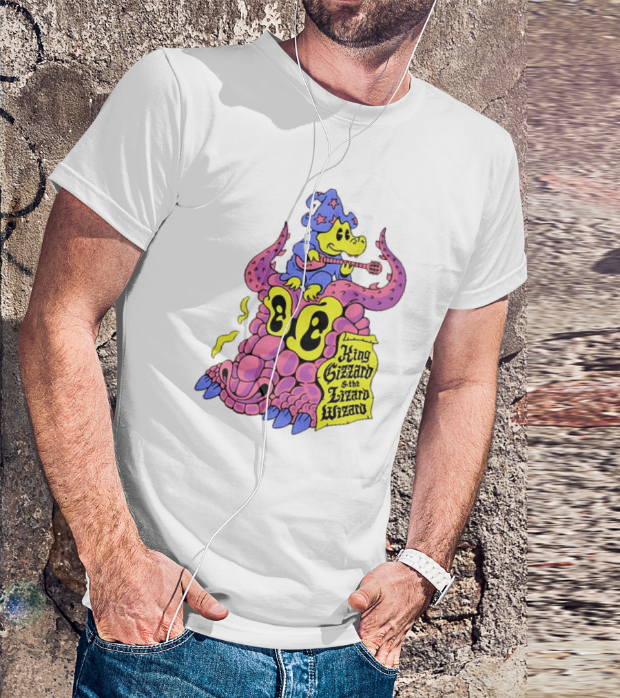 King Gizzard And The Lizard Wizard Gator Wizard Playing Guitar On Monster Head T-Shirt