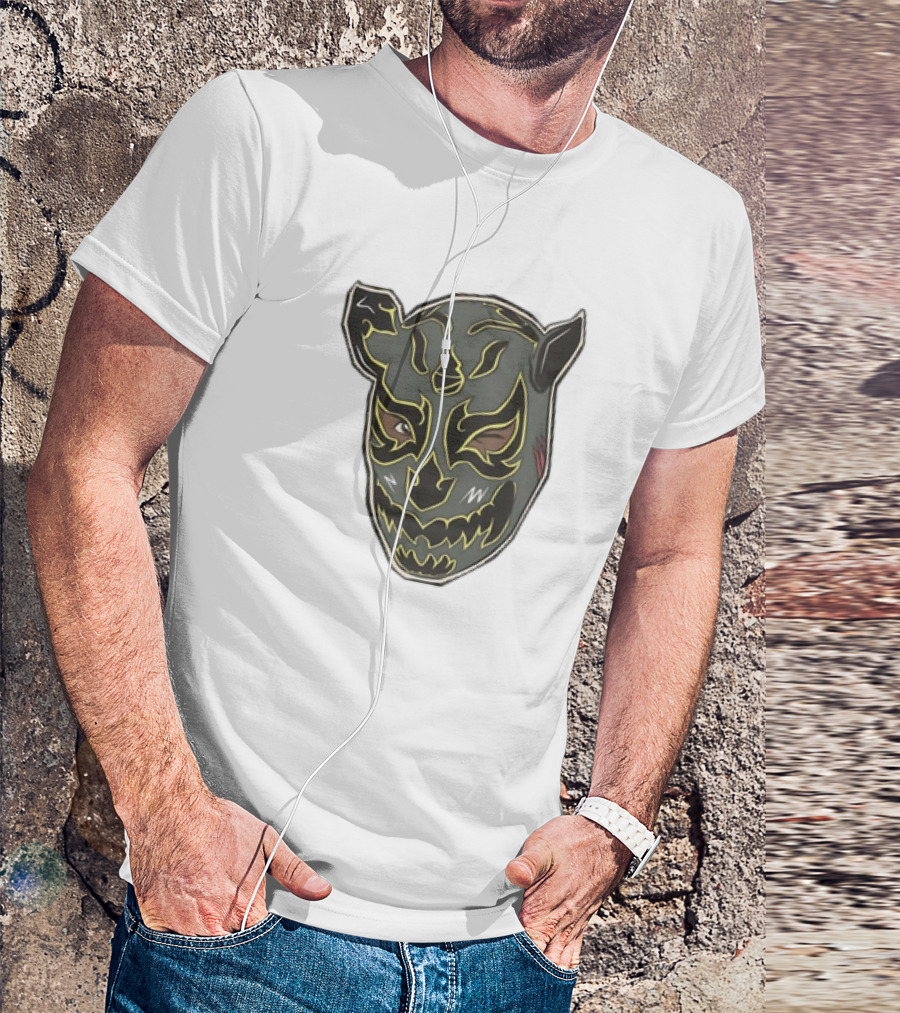 Luchador Black Mask With Grey And Yellow AEW T-Shirt