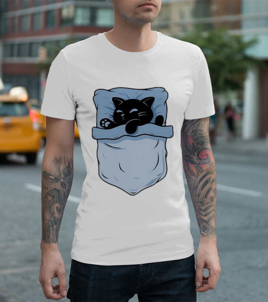 Pocket Nap Sleeping Cat Cuteness Cozy in Your Pocket T-Shirt