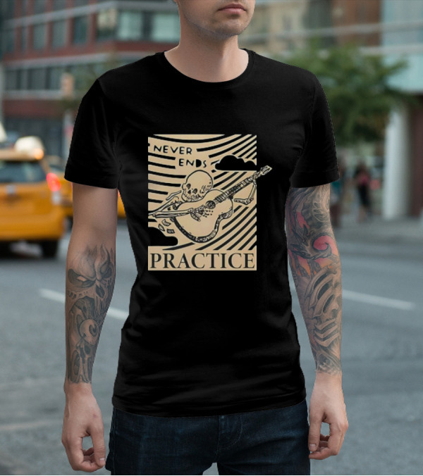 Lindy Day Never Ends Practice Skeleton Guitar T-Shirt