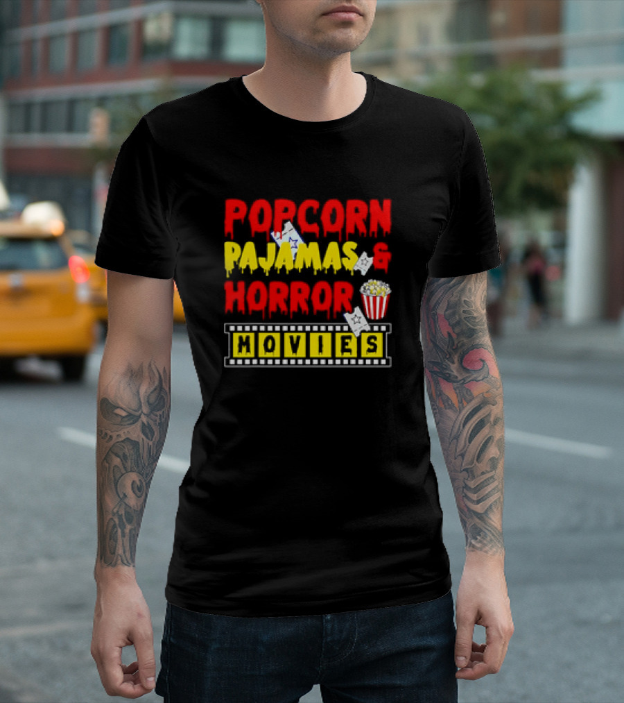 Popcorn Pajamas and Horror Movies T-Shirt