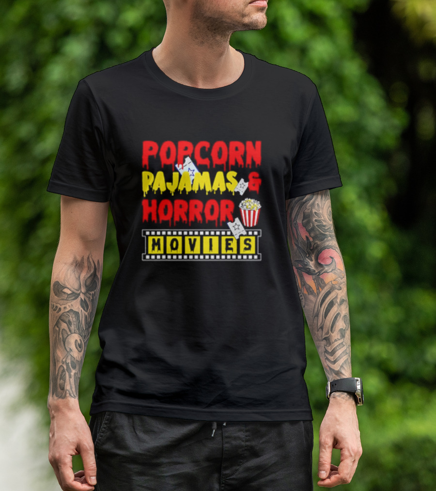 Popcorn Pajamas And Horror Movies T-Shirt