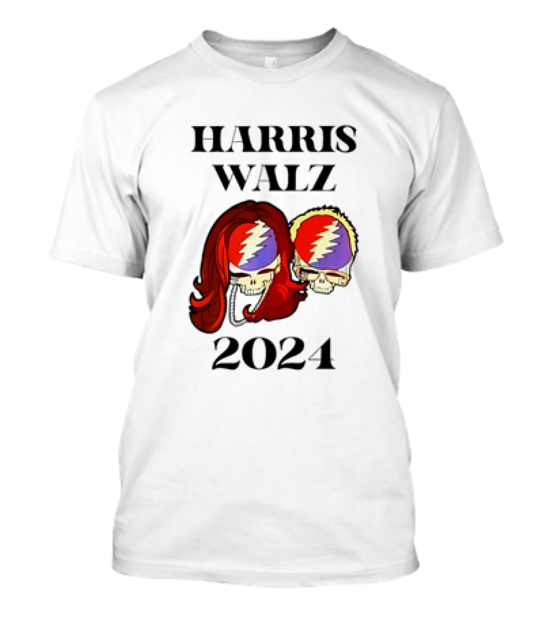 Harris Walz 2024 Grateful Dead Skulls With Lightning Bolt Headbands T-Shirt