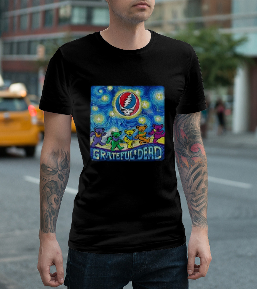 Grateful Dead Van Gogh Dancing Bears Starry Night T-Shirt