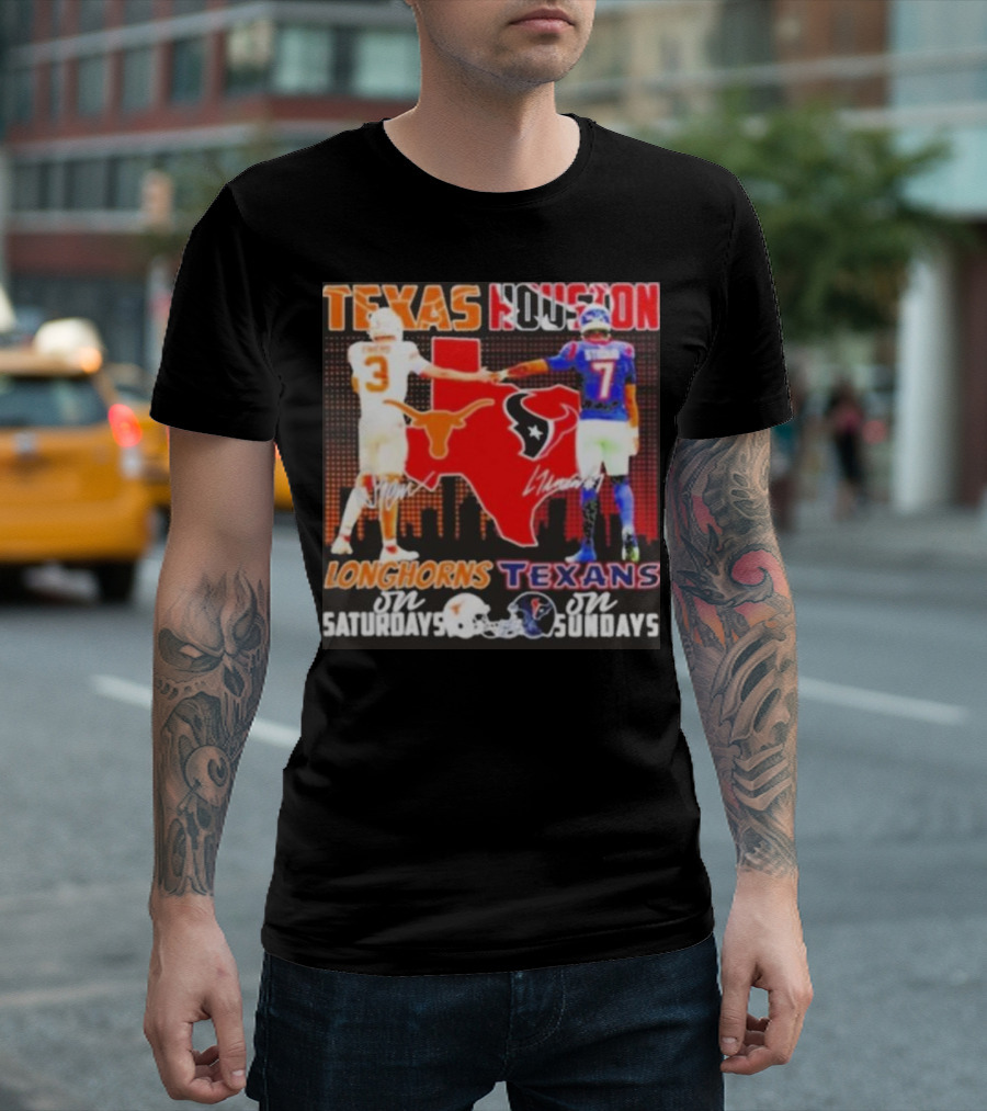 Texas Longhorns Longhorns On Saturdays Texans On Sundays T-Shirt