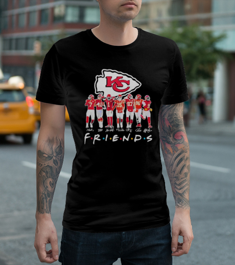 Friends Kansas City Chiefs 2024 Players Signatures NFL Football T-Shirt