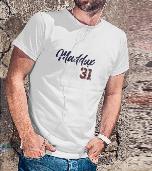 Greg Maddux 31 Chicago Baseball Script T-Shirt