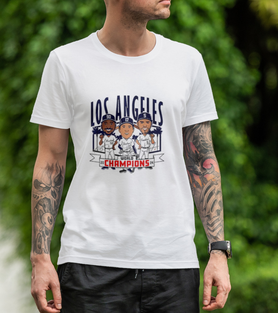 Los Angeles Baseball 2024 World Champions Caricatures Signatures T-Shirt