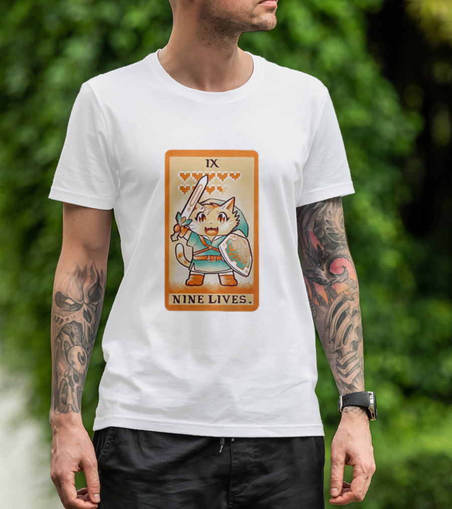 Nine Lives Tarot Cat IX Link The Legend Of Zelda T-Shirt