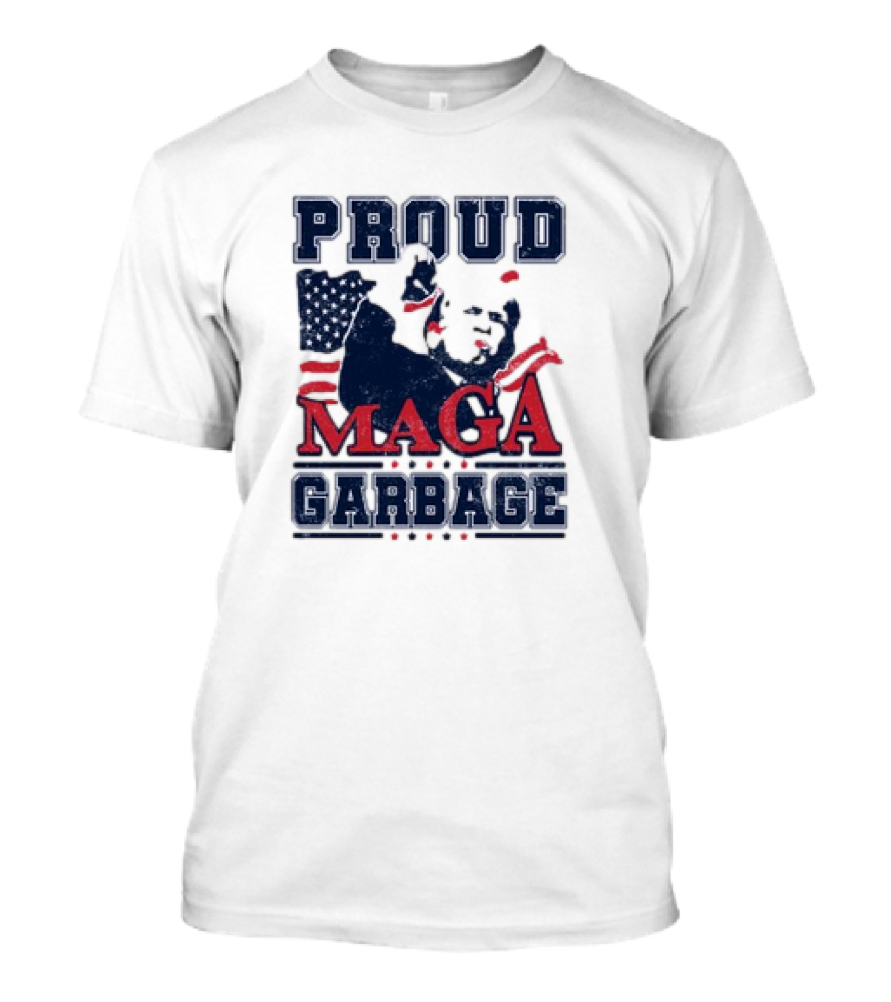 Proud MAGA Garbage Trump 2024 USA Flag T-Shirt