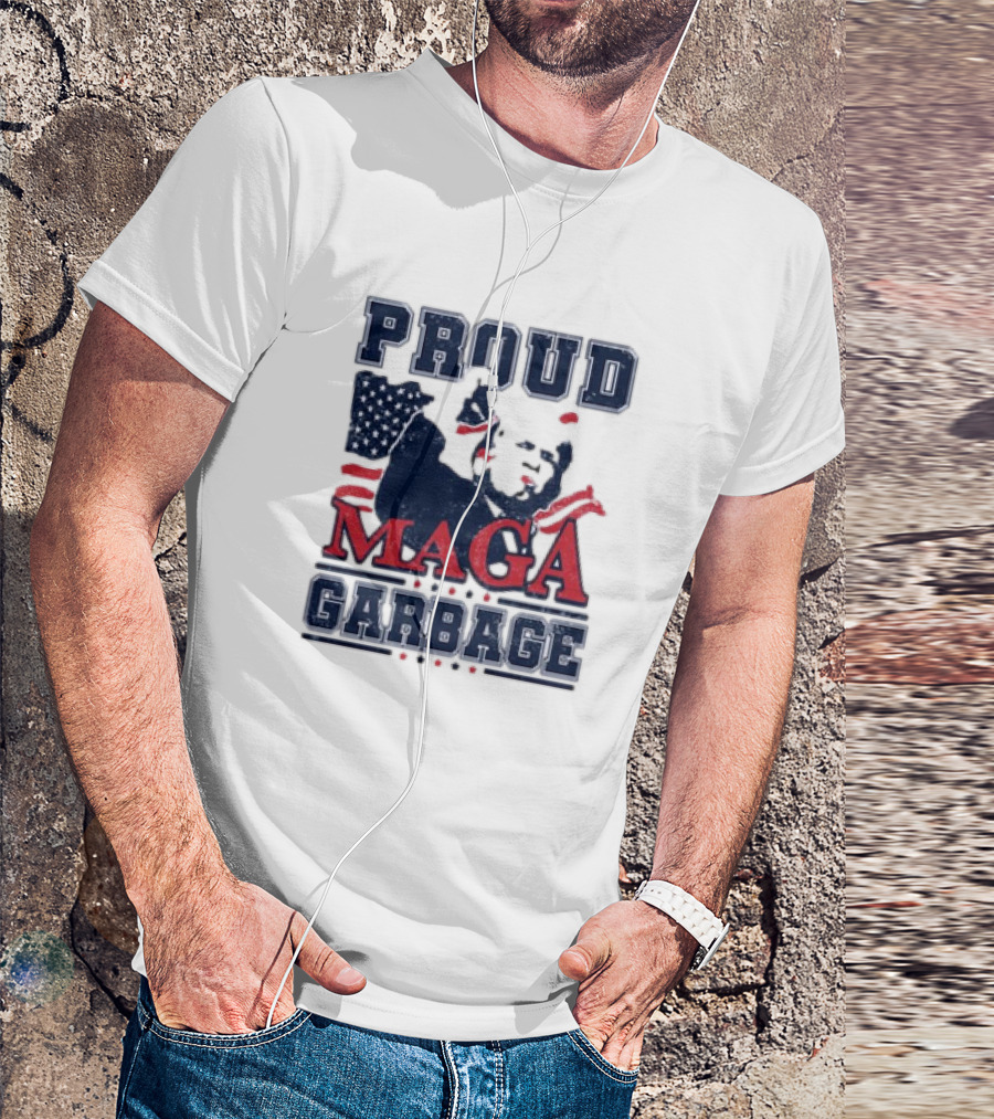 Proud MAGA Garbage Trump 2024 USA Flag T-Shirt