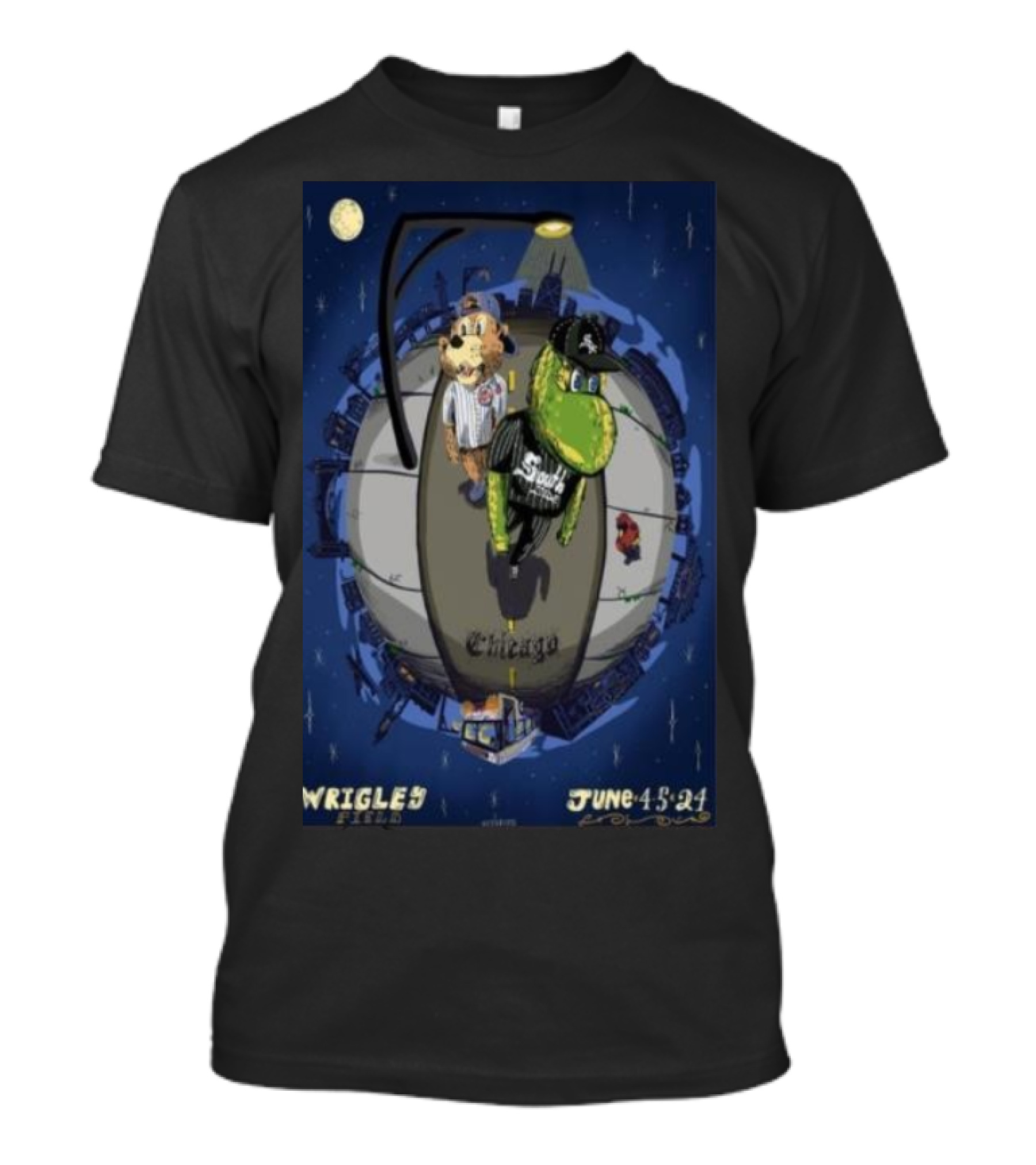 White Sox X Cubs June 4-5 2024 At Wrigley Field Chicago Night Scene T-Shirt