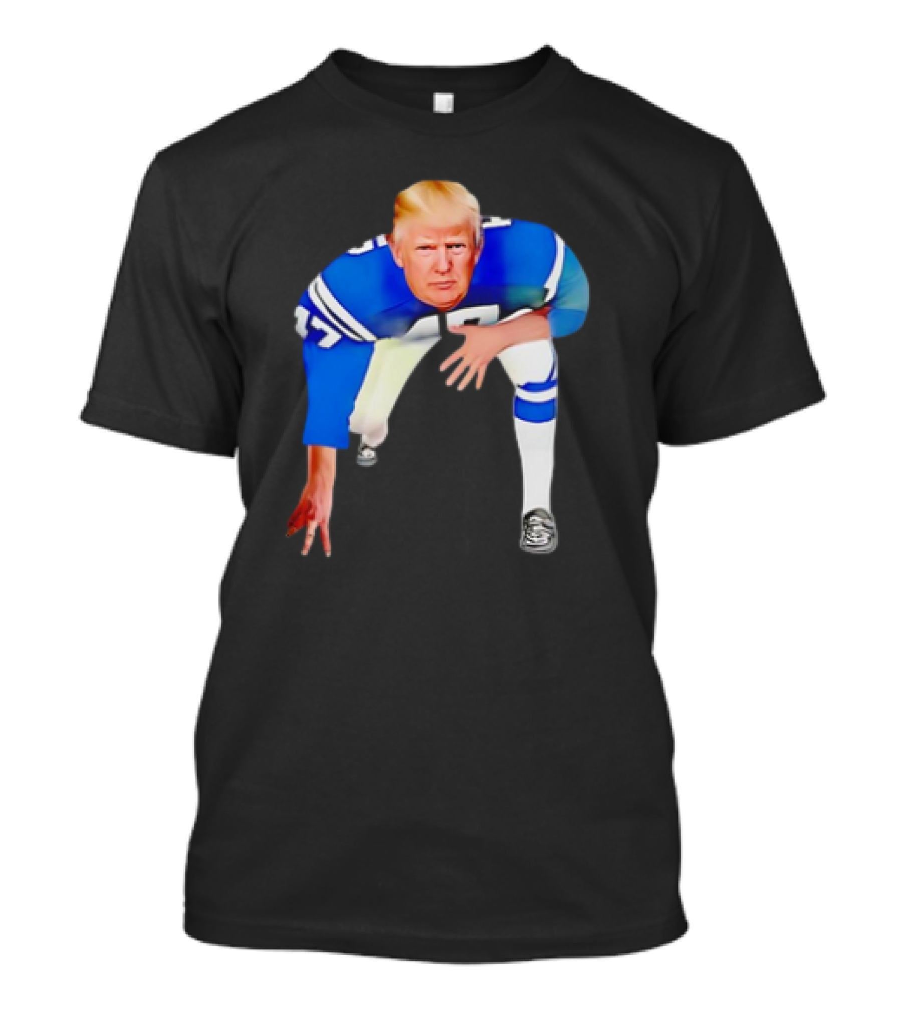 All American Donald Trump Football Player In Blue And White Jersey T-Shirt