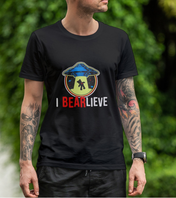 UFO I BEARlieve Alien Abduction Bear Spaceship T-Shirt