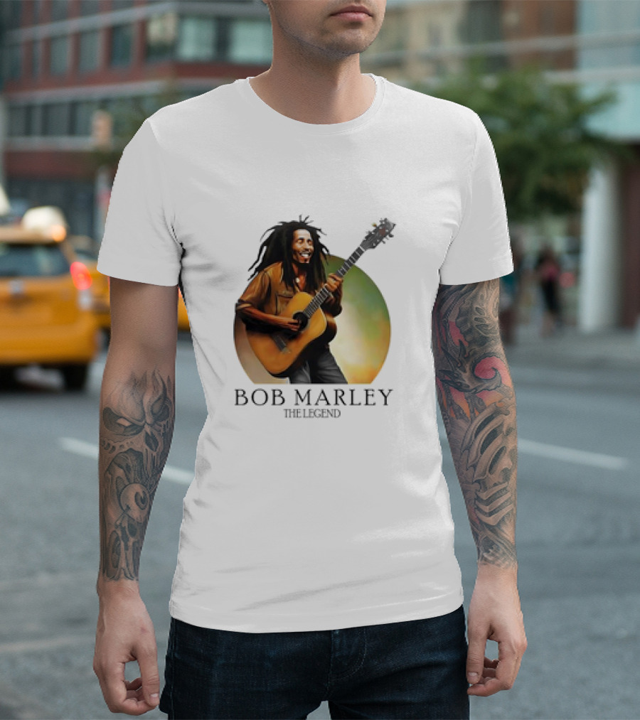 Bob Marley The Legend Iconic Guitar T-Shirt
