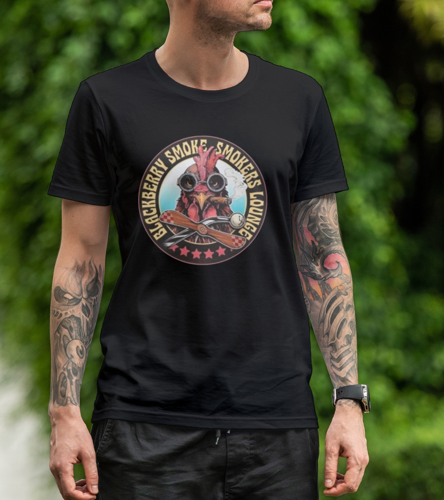 Blackberry Smoke Smokers Lounge Rooster With Cigar And Aviator Goggles T-Shirt