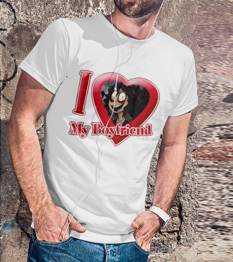 I Love My Boyfriend Heart Cartoon Face T-Shirt