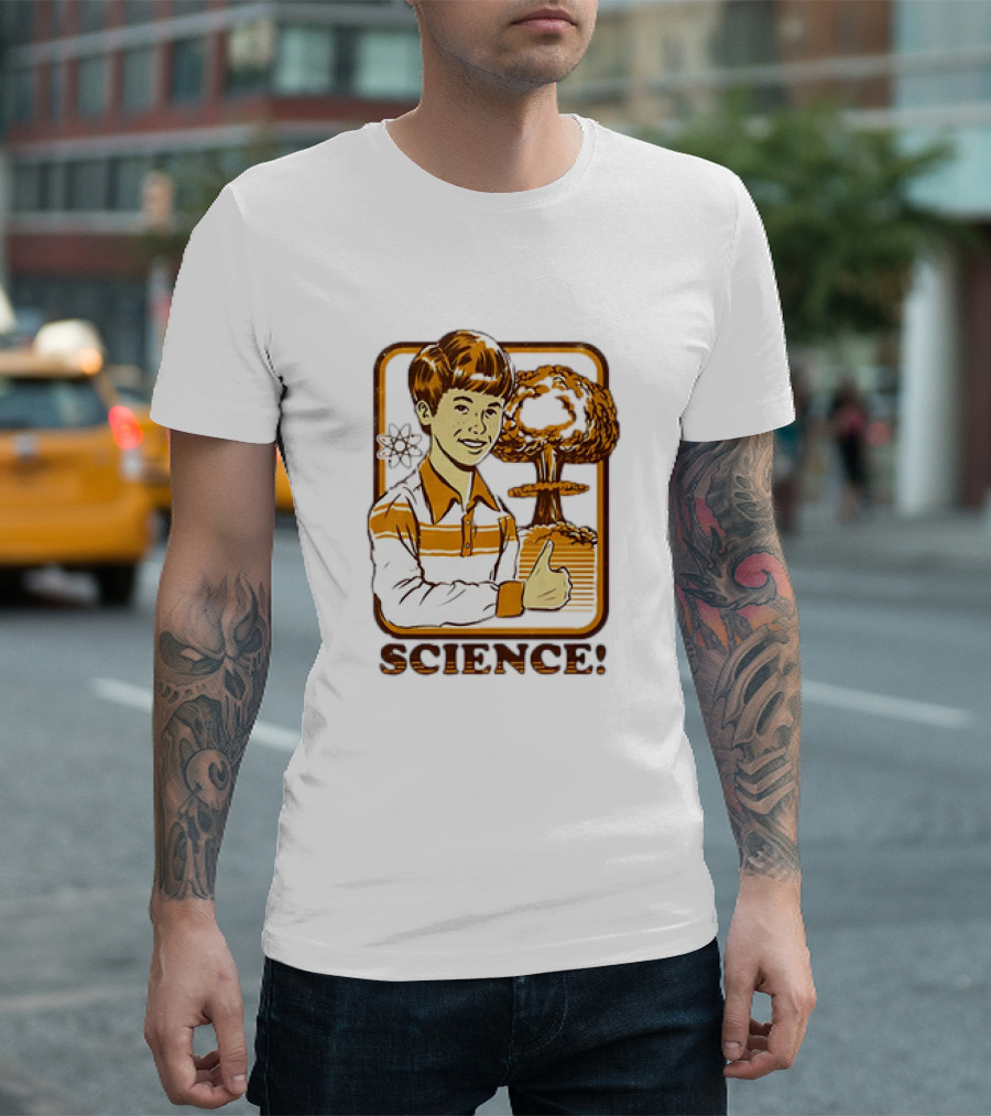 Science Atomic Bomb Thumbs Up Boy With Mushroom Cloud T-Shirt