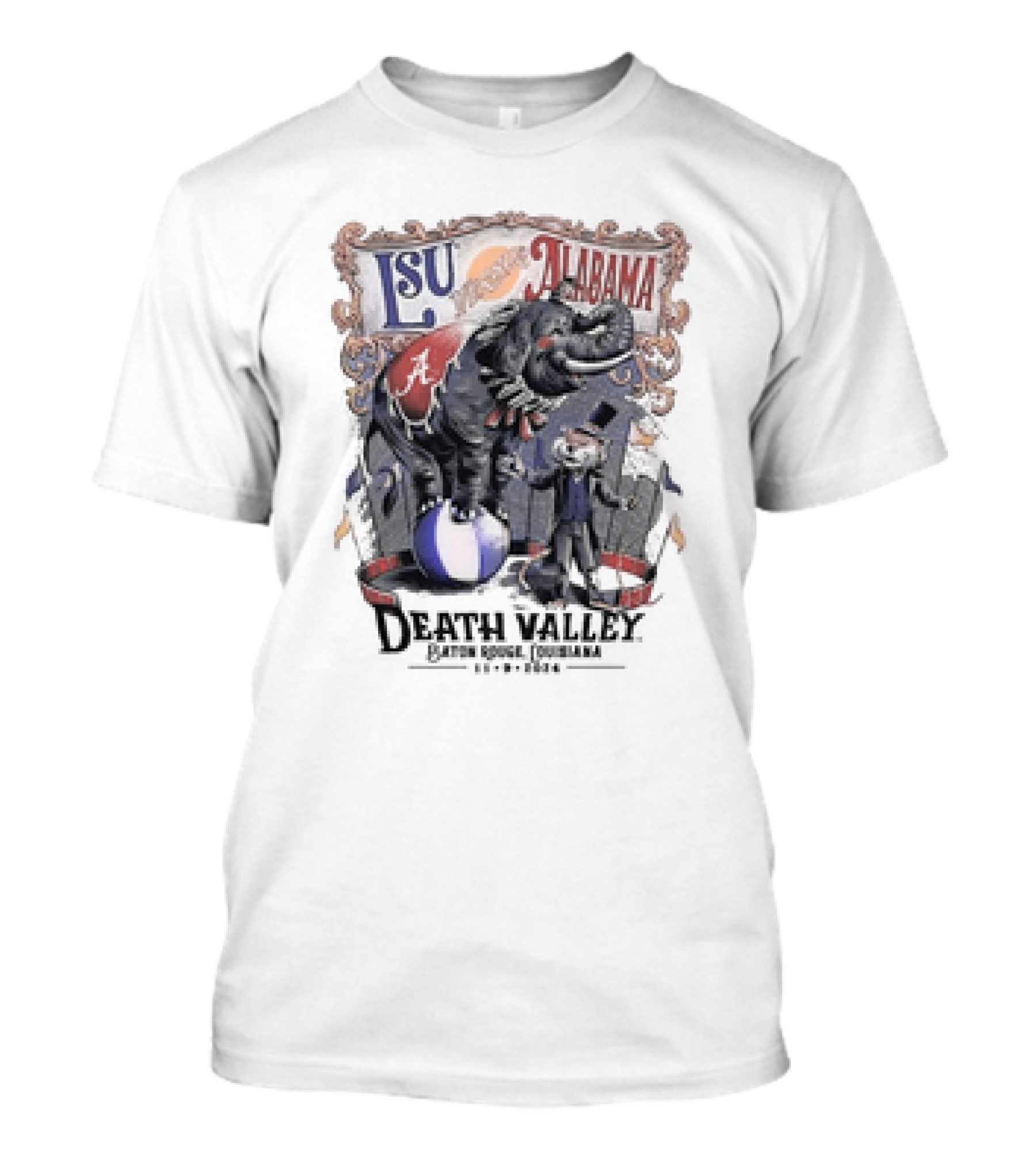 LSU Vs Alabama Game Day 2024 Death Valley Baton Rouge Louisiana 11 9 T-Shirt