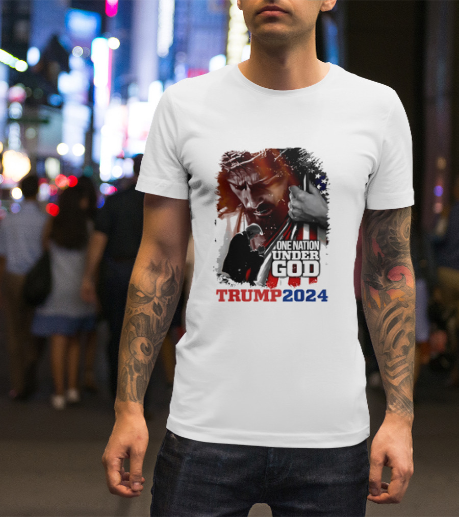One Nation Under God Trump 2024 American Christian T-Shirt