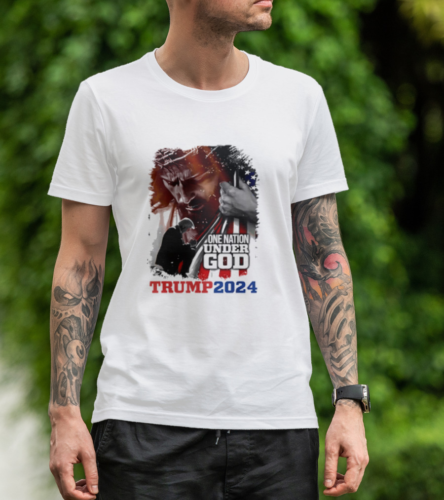 One Nation Under God Trump 2024 American Christian T-Shirt