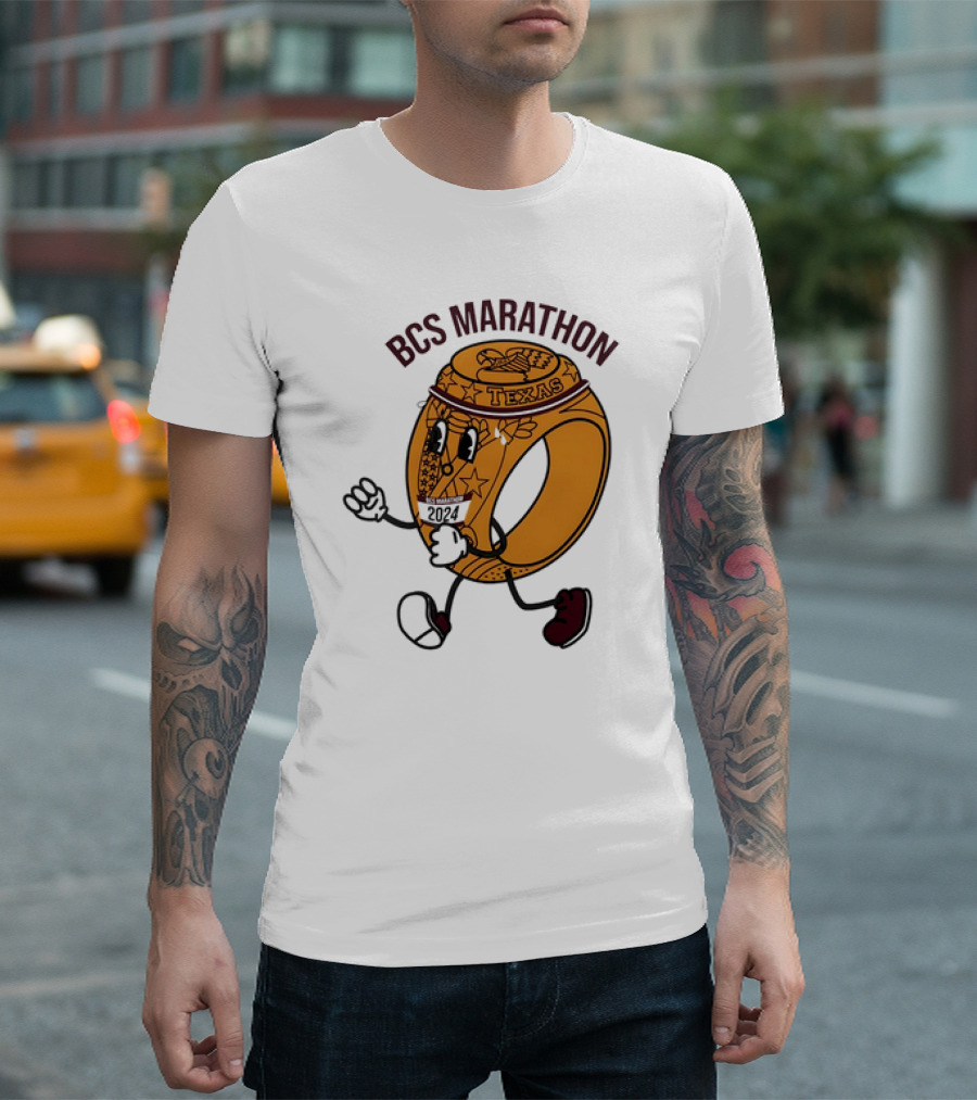 Texas BCS Marathon 2024 Running Ring Character T-Shirt