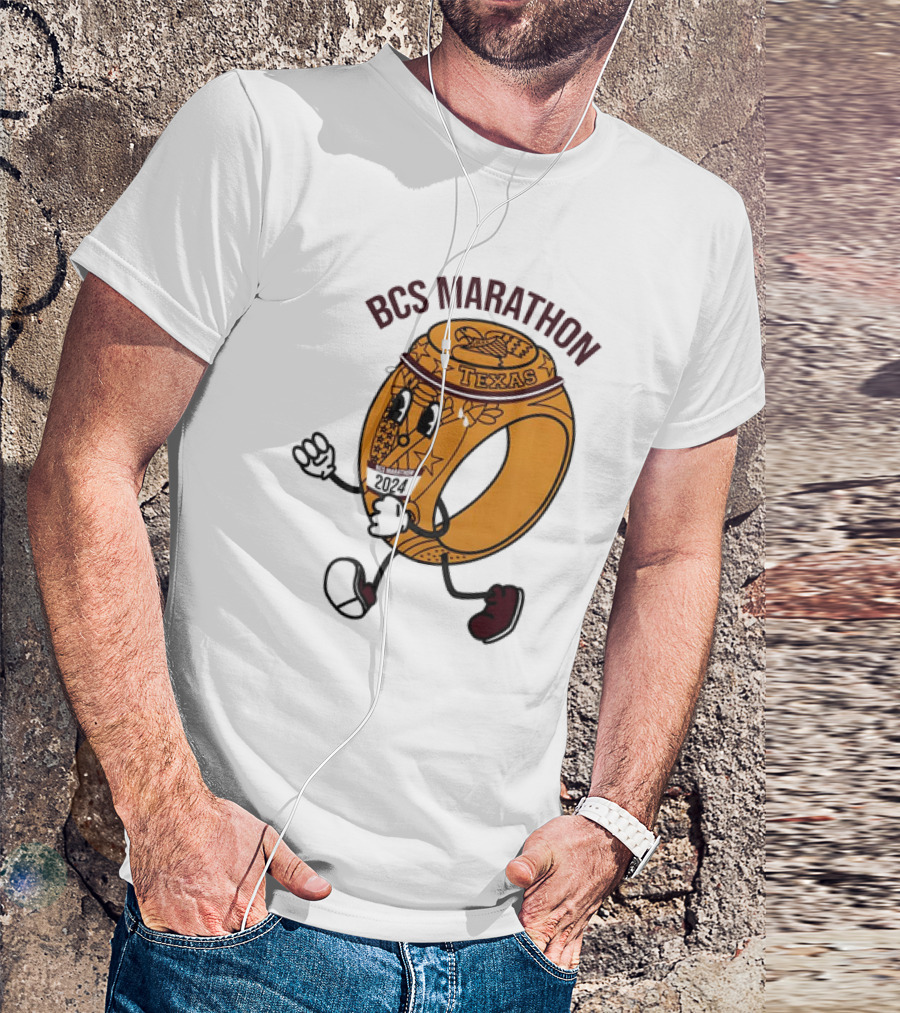 Texas BCS Marathon 2024 Running Ring Character T-Shirt
