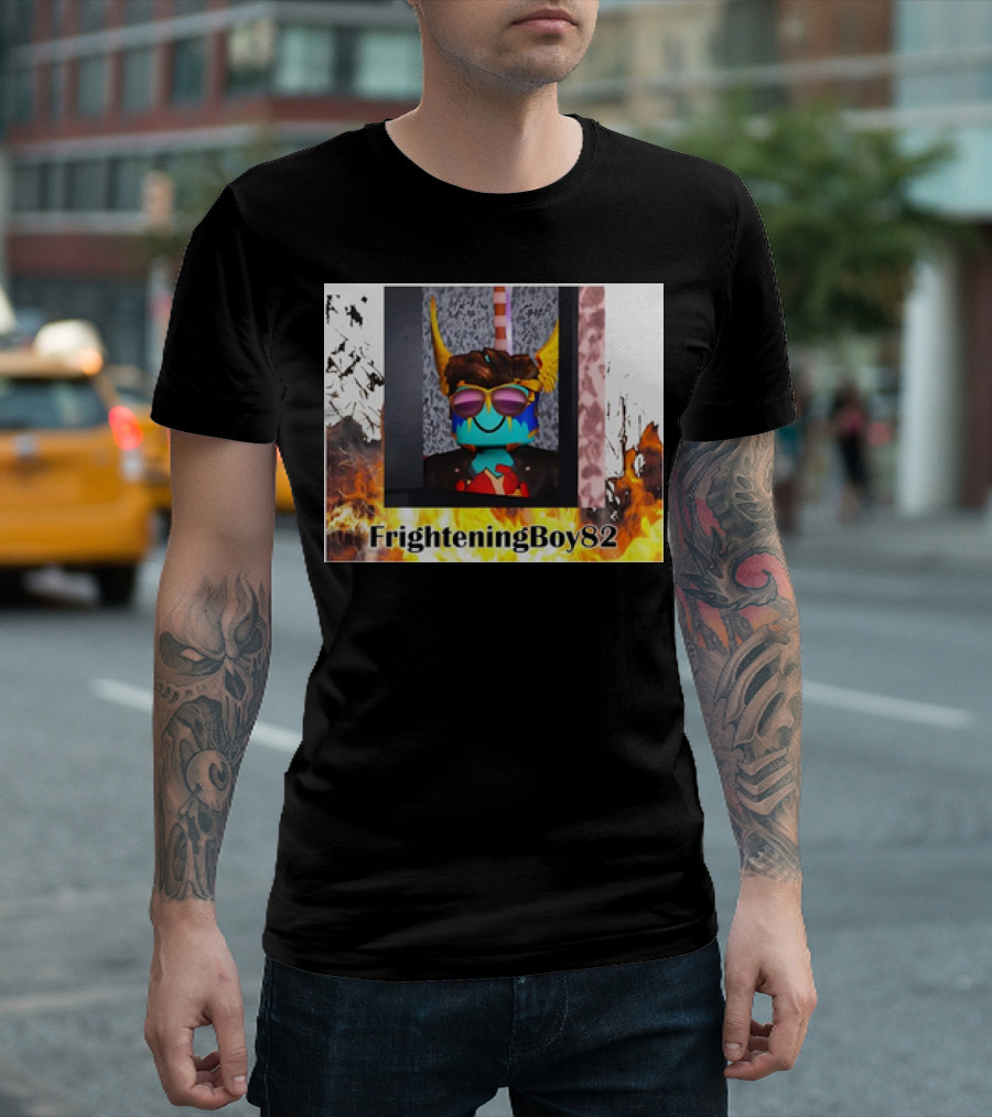 FrighteningBoy82 Sunglasses Mask Flames Horns Roblox T-Shirt