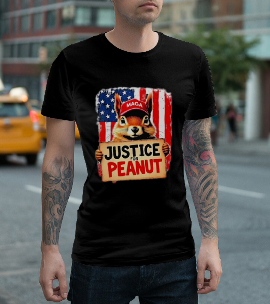 Justice For Peanut The Squirrel MAGA American Flag T-Shirt
