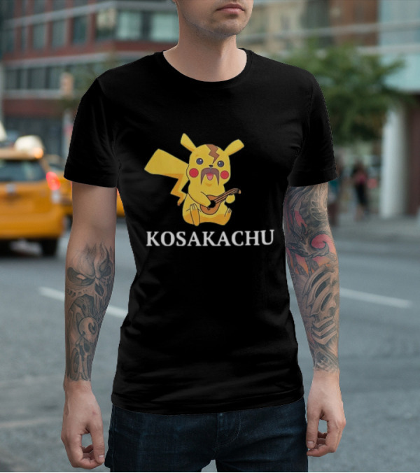 Kosakachu Pikachu Playing Guitar With Moustache T-Shirt