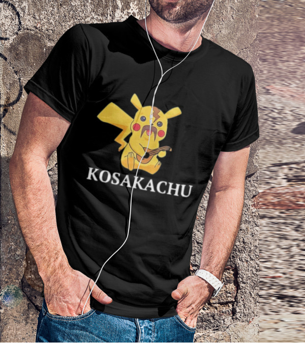 Kosakachu Pikachu Playing Guitar With Moustache T-Shirt