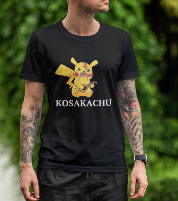 Kosakachu Pikachu Playing Guitar With Moustache T-Shirt