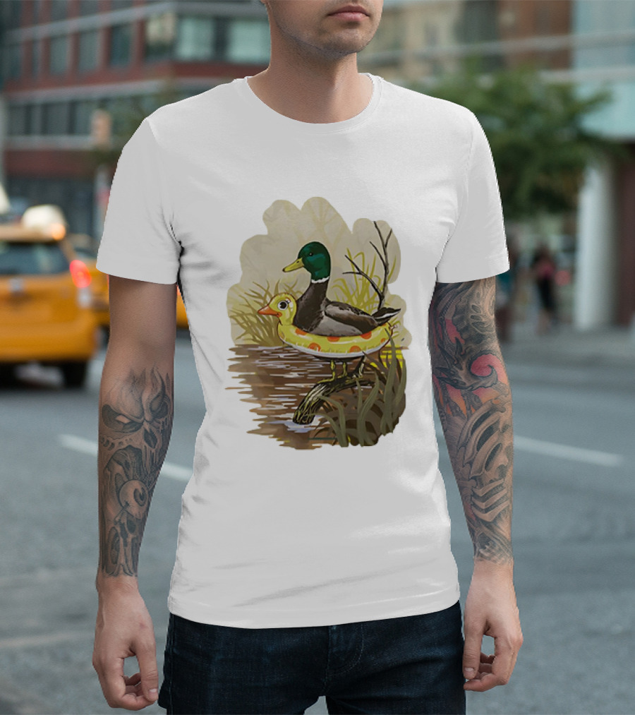 Duck In Training With Swim Ring By Pond T-Shirt