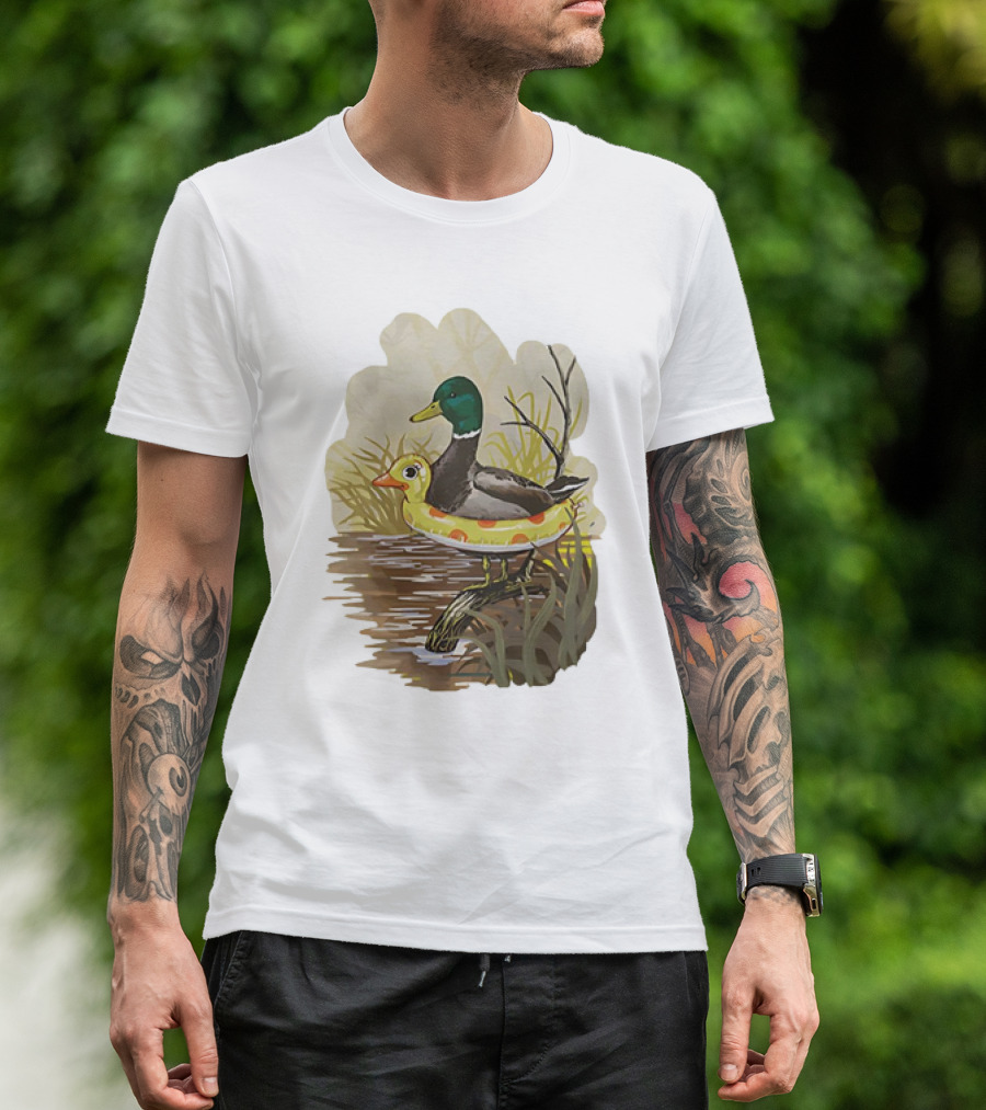 Duck In Training With Swim Ring By Pond T-Shirt