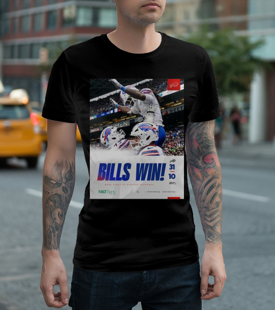 BILLS WIN 31-10 Final Score Week Eight At Seattle Seahawks NFL T-Shirt
