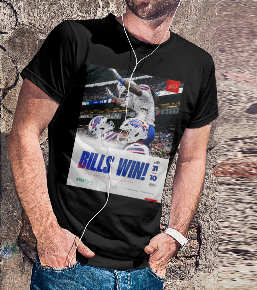 BILLS WIN 31-10 Final Score Week Eight At Seattle Seahawks NFL T-Shirt