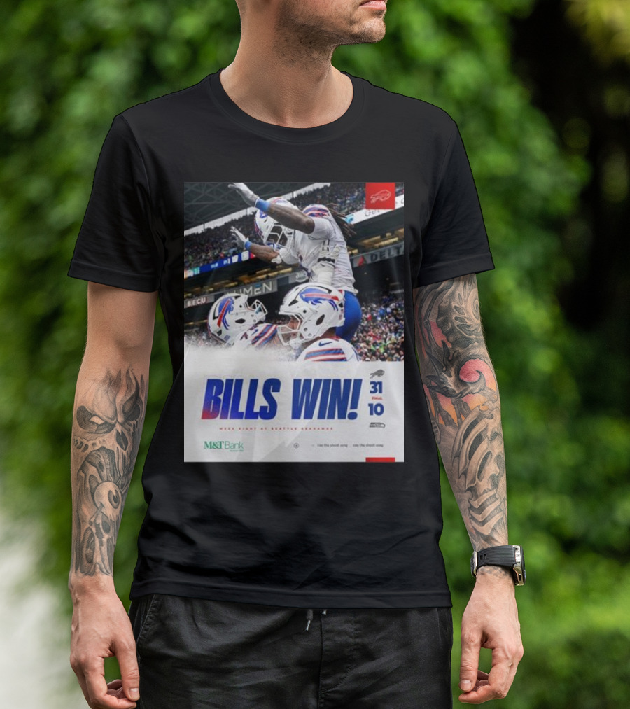 BILLS WIN 31-10 Final Score Week Eight At Seattle Seahawks NFL T-Shirt