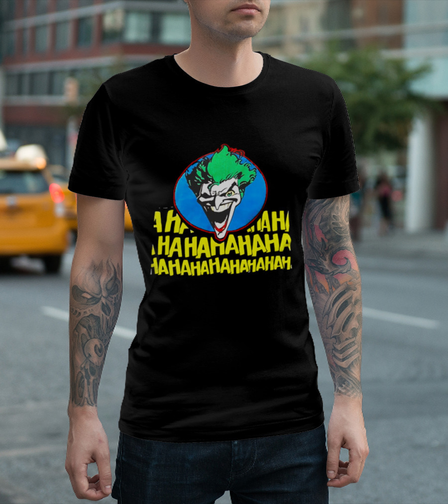 Joker DC Comics 1989 Hahahaha Vintage Iconic Laughing Face And Text T-Shirt