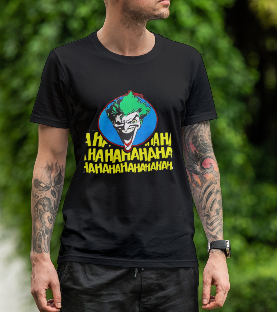 Joker DC Comics 1989 Hahahaha Vintage Iconic Laughing Face And Text T-Shirt