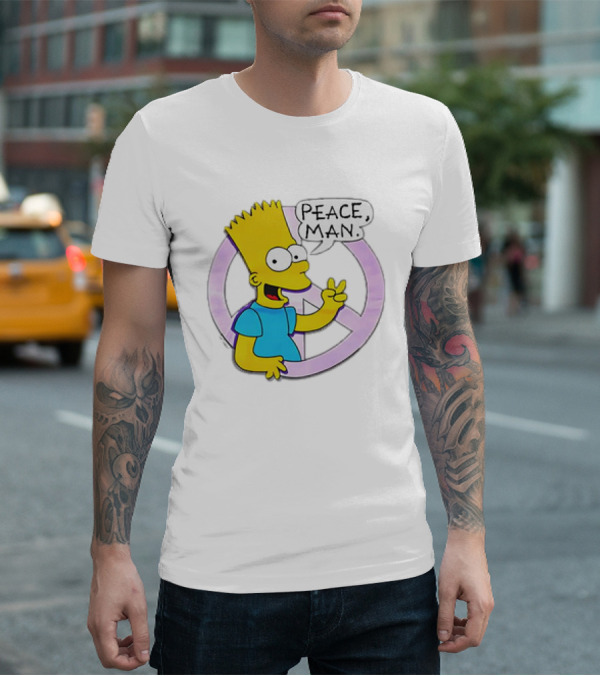 Bart Simpson Peace Man Vintage Iconic Character T-Shirt