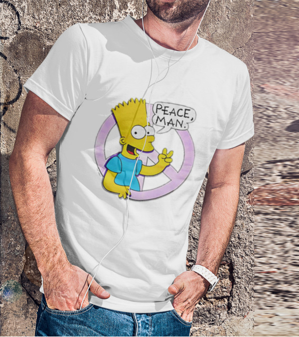 Bart Simpson Peace Man Vintage Iconic Character T-Shirt