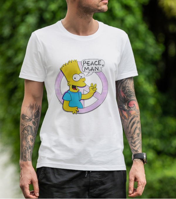Bart Simpson Peace Man Vintage Iconic Character T-Shirt
