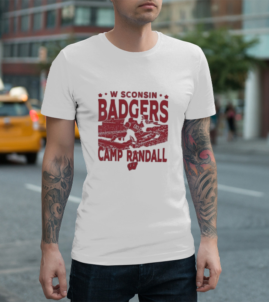 Wisconsin Badgers Camp Randall Stadium Vintage Style Football T-Shirt