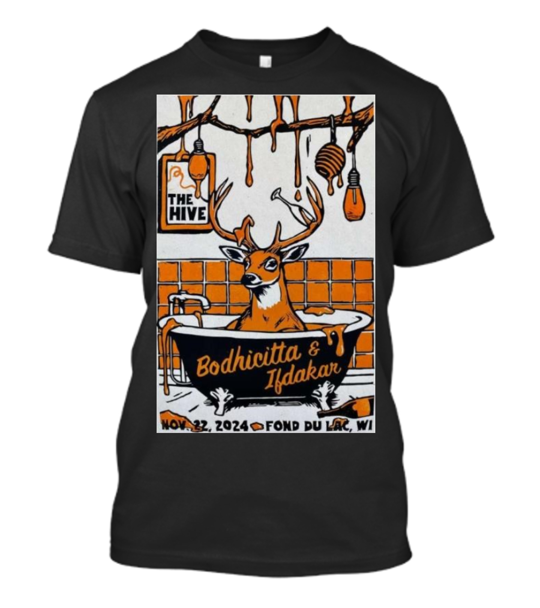 Bodhicitta And Ifdakar Live At The Hive Nov 22 2024 Fond Du Lac WI With Deer And Honeycomb T-Shirt