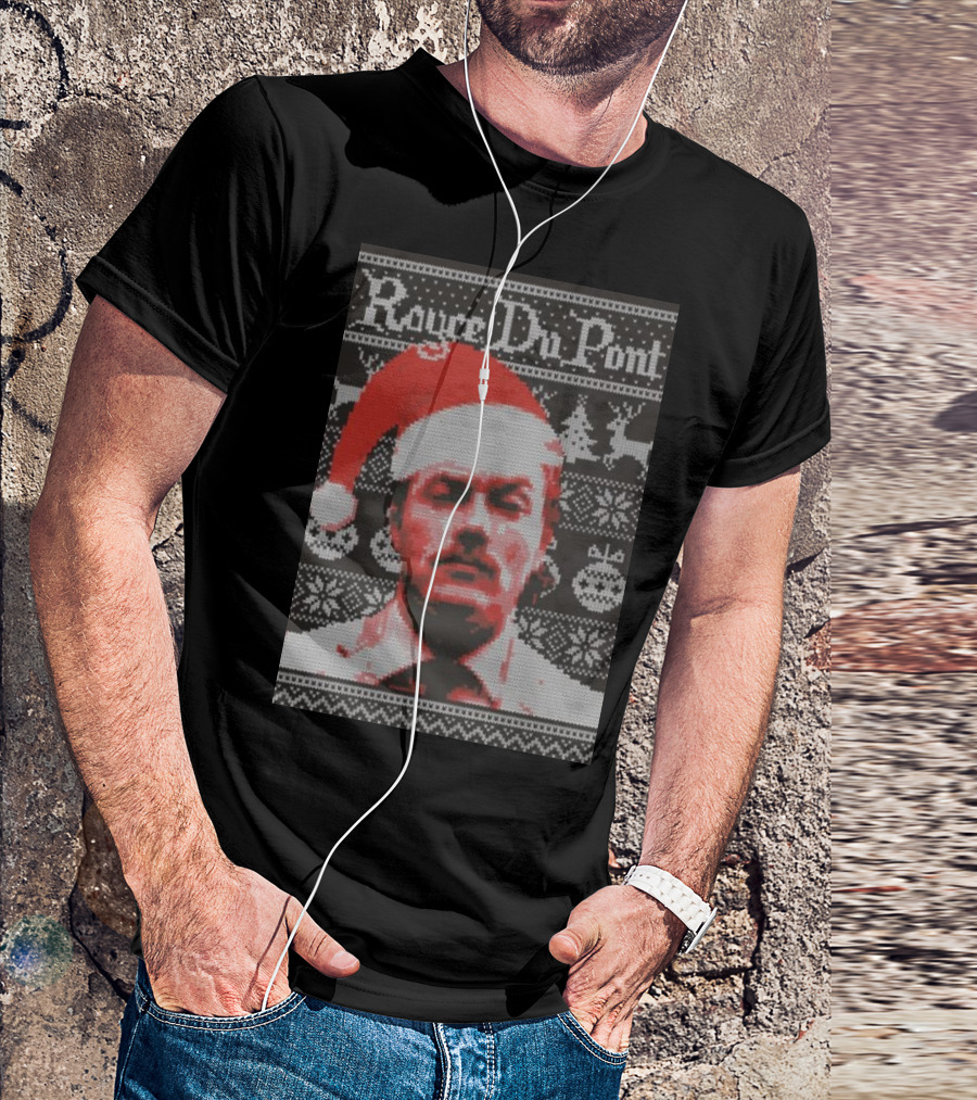 Rouce Du Pont Holiday Ugly Christmas 2024 Santa Hat Reindeer Trees Snowflakes T-Shirt