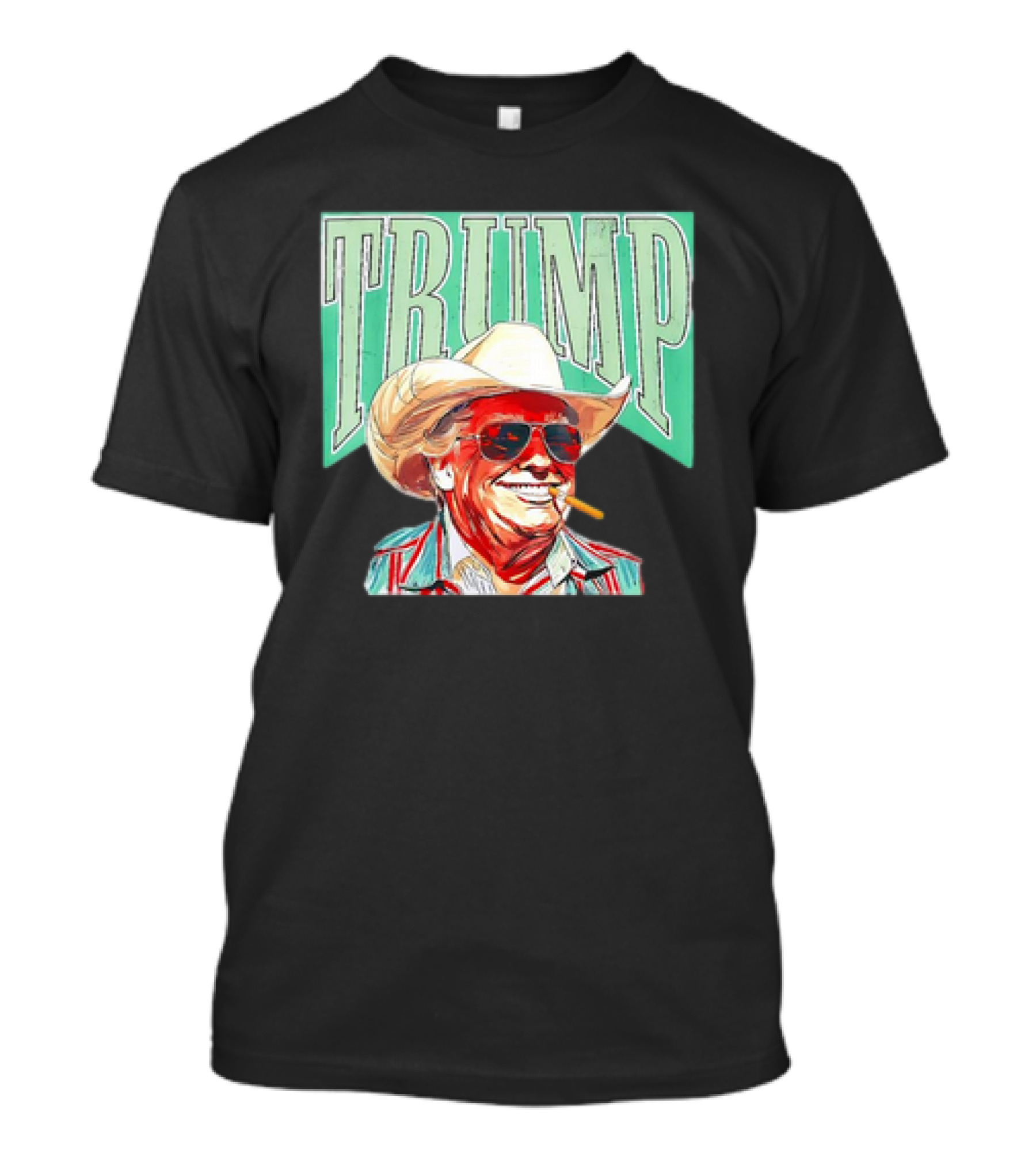 TRUMP Cowboy Hat Western Style Smoking Sunglasses T-Shirt